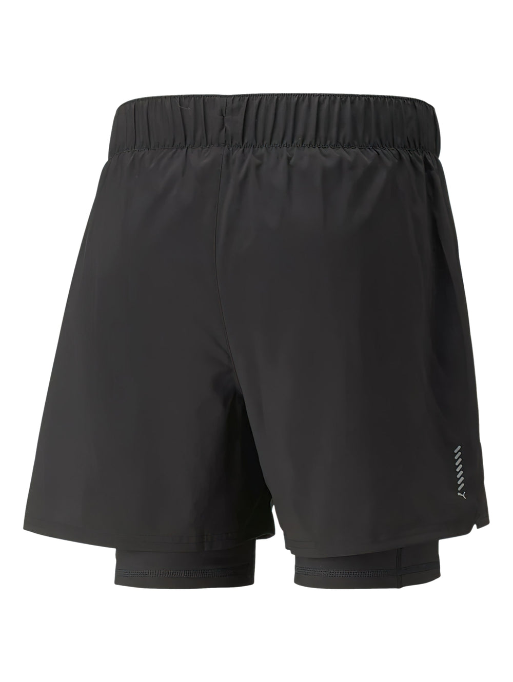 Shorts deportivos PUMA 2 en 1 color gris platino con logo en la pierna