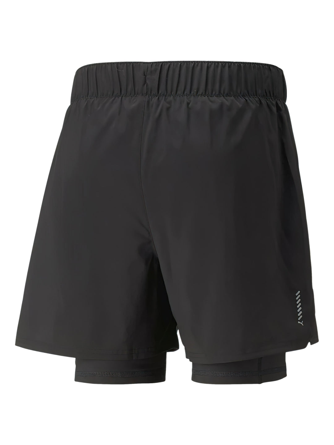 Shorts deportivos PUMA 2 en 1 color gris platino con logo en la pierna