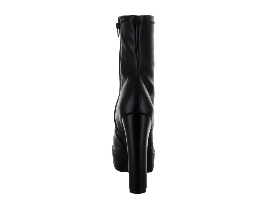 Botín negro de tacón grueso y plataforma para mujer.