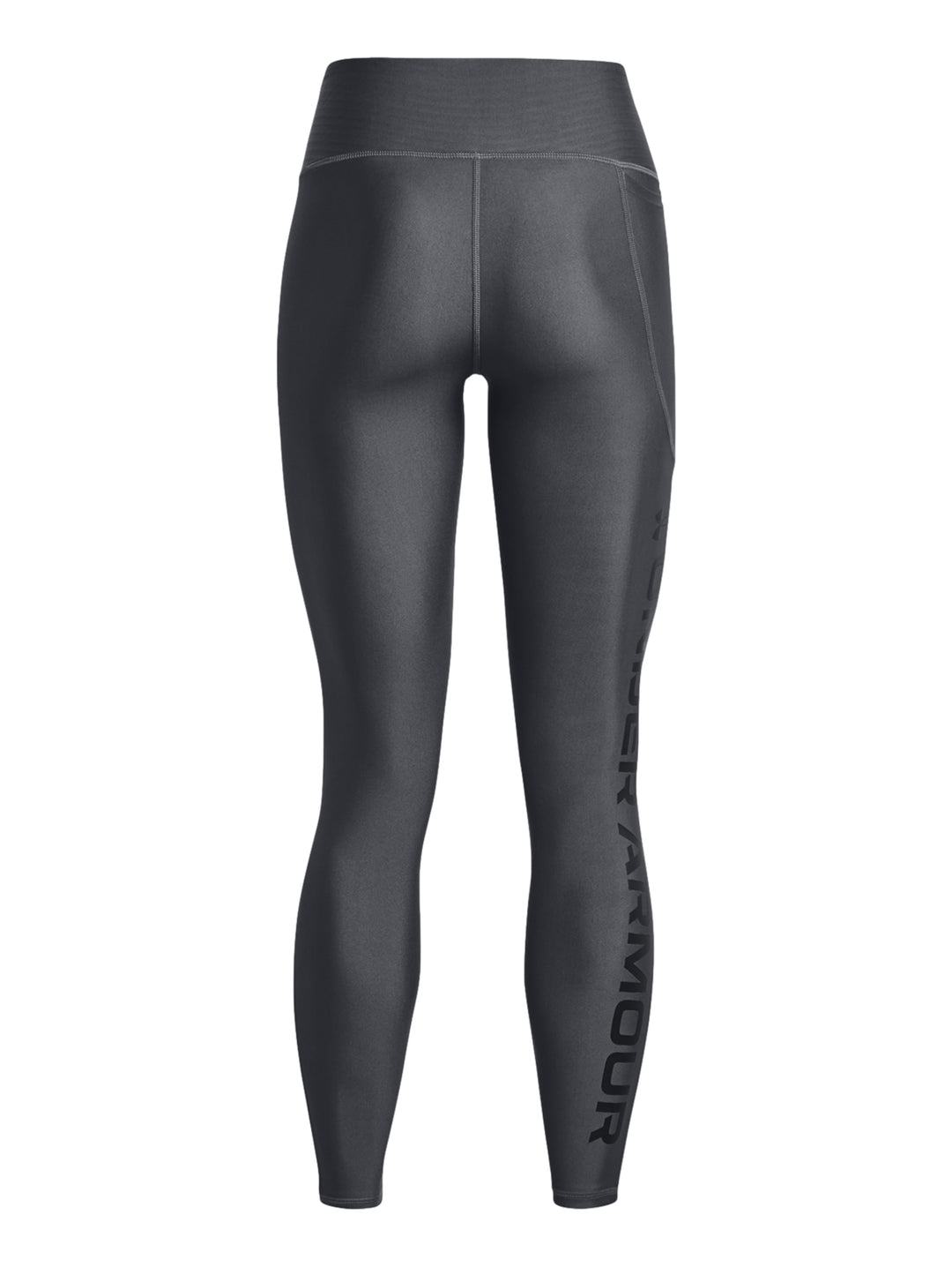 Leggings deportivos Under Armour color gris oscuro ajustados al cuerpo.