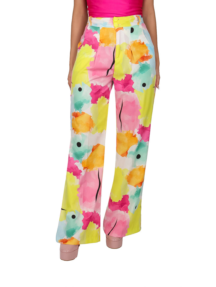Pantalón Ancho Estampado Jazmin Negro para Mujer