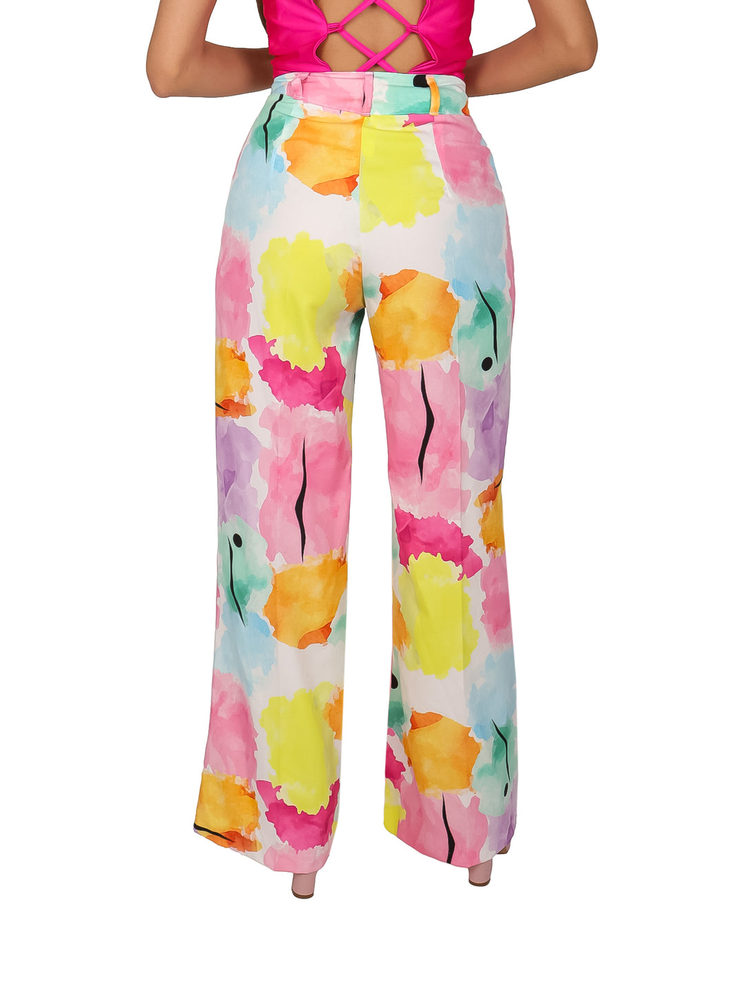 Pantalón Ancho Estampado Jazmin Negro para Mujer