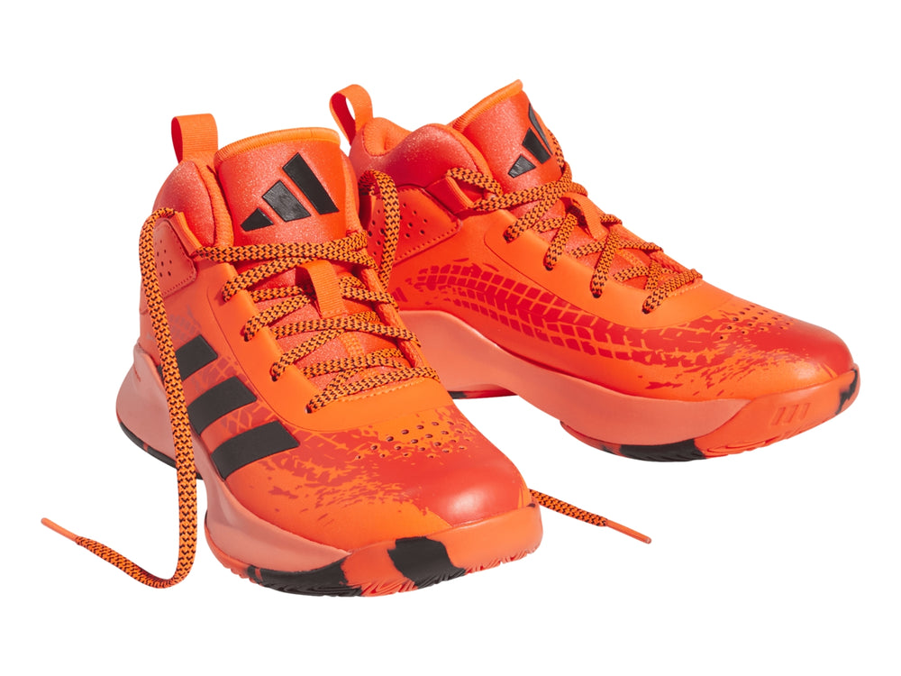 Tenis de baloncesto Adidas Cross Em Up 5 en color naranja solar con franjas negras laterales.