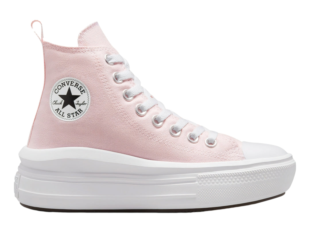 Tenis Converse Chuck Taylor All Star Move Platform en color rosa con suela blanca de plataforma alta.