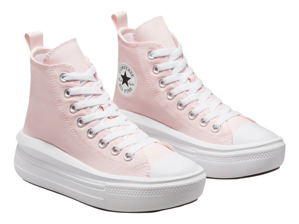 Tenis Converse Chuck Taylor All Star Move Platform en color rosa con suela blanca de plataforma alta.