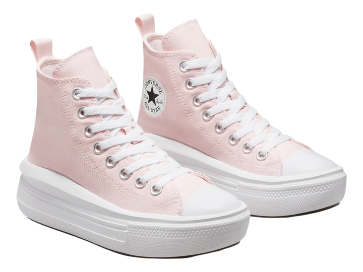 Tenis Converse Chuck Taylor All Star Move Platform en color rosa con suela blanca de plataforma alta.