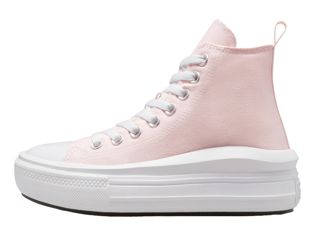 Tenis Converse Chuck Taylor All Star Move Platform en color rosa con suela blanca de plataforma alta.