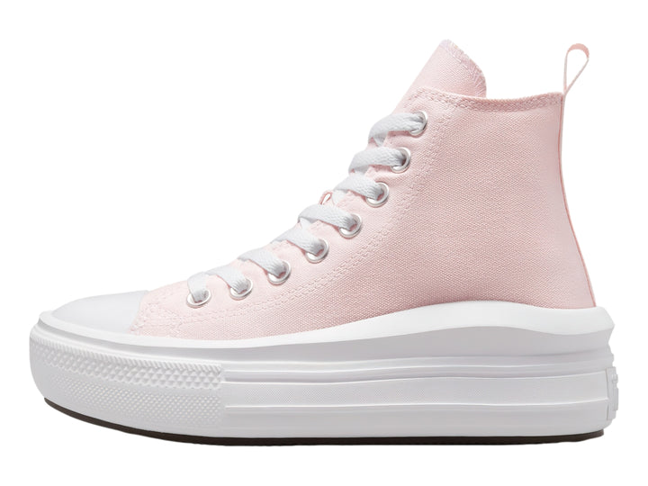 Tenis Converse Chuck Taylor All Star Move Platform en color rosa con suela blanca de plataforma alta.