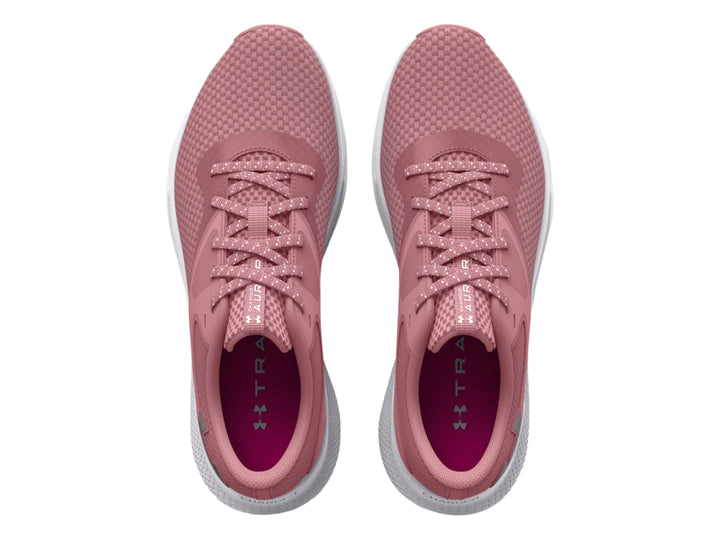 Zapatilla deportiva Under Armour Charged Aurora 2 en color rosa con suela blanca.