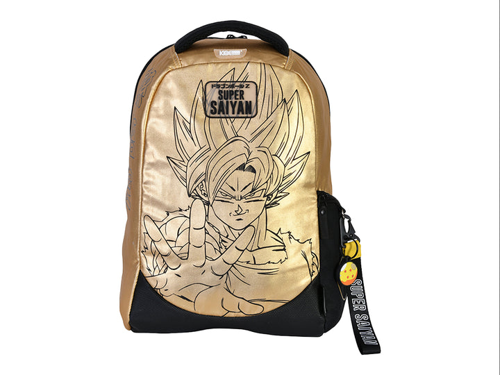 Mochila escolar amarilla y negra con ilustración de Goku Super Saiyan de Dragon Ball Z