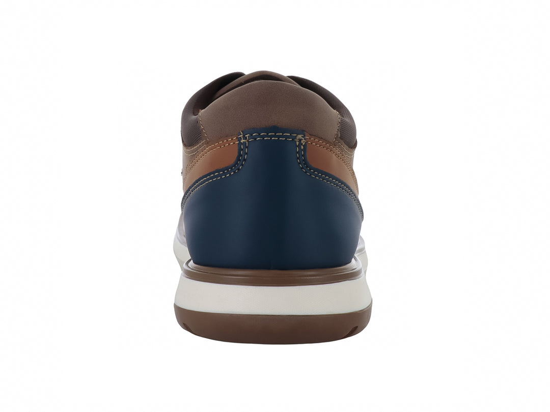 Zapato casual Solie color canela con detalles en azul y suela blanca para hombre.