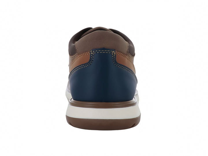Zapato casual Solie color canela con detalles en azul y suela blanca para hombre.