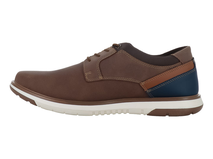 Zapato casual Solie color canela con detalles en azul y suela blanca para hombre.