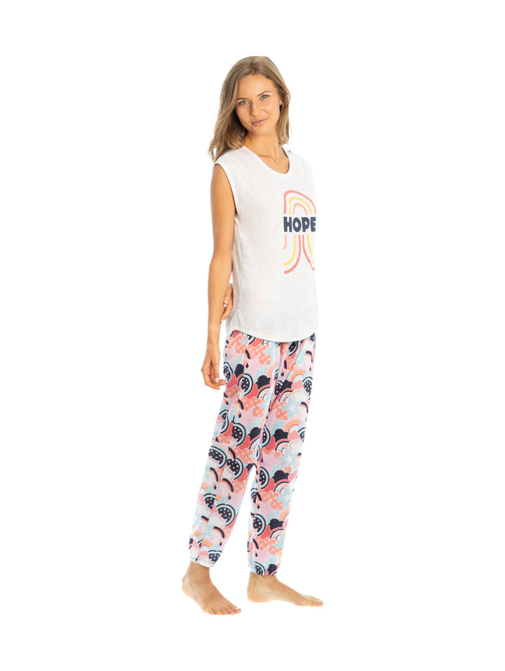 Pijama Tops &amp; Bottoms Jaspe Claro para Mujer