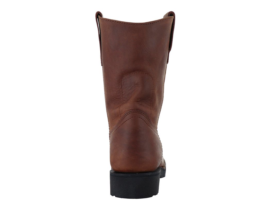 Bota vaquera de piel color tan con suela negra para hombre.