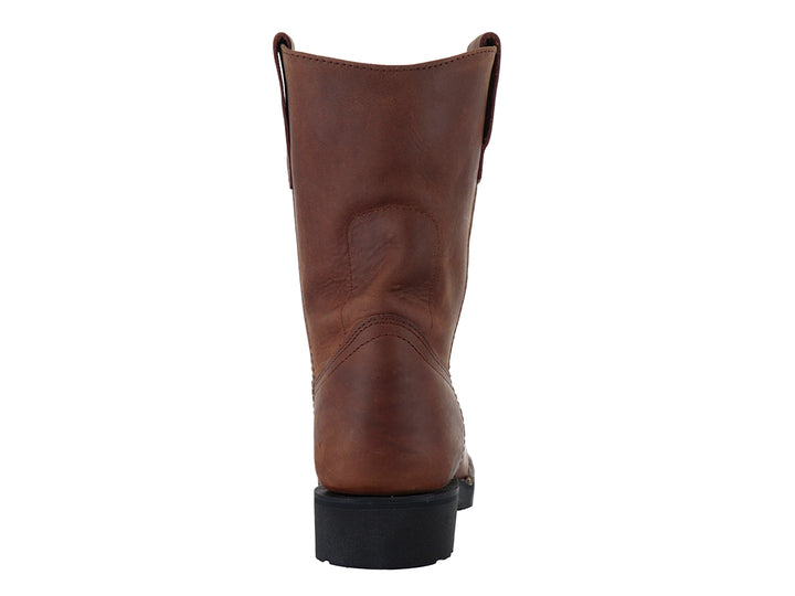 Bota vaquera de piel color tan con suela negra para hombre.