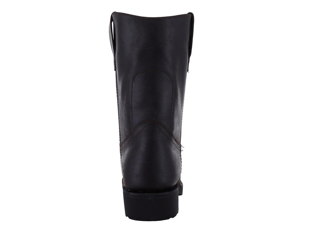 Bota vaquera de cuero color moka marca Angus para hombre con suela negra.