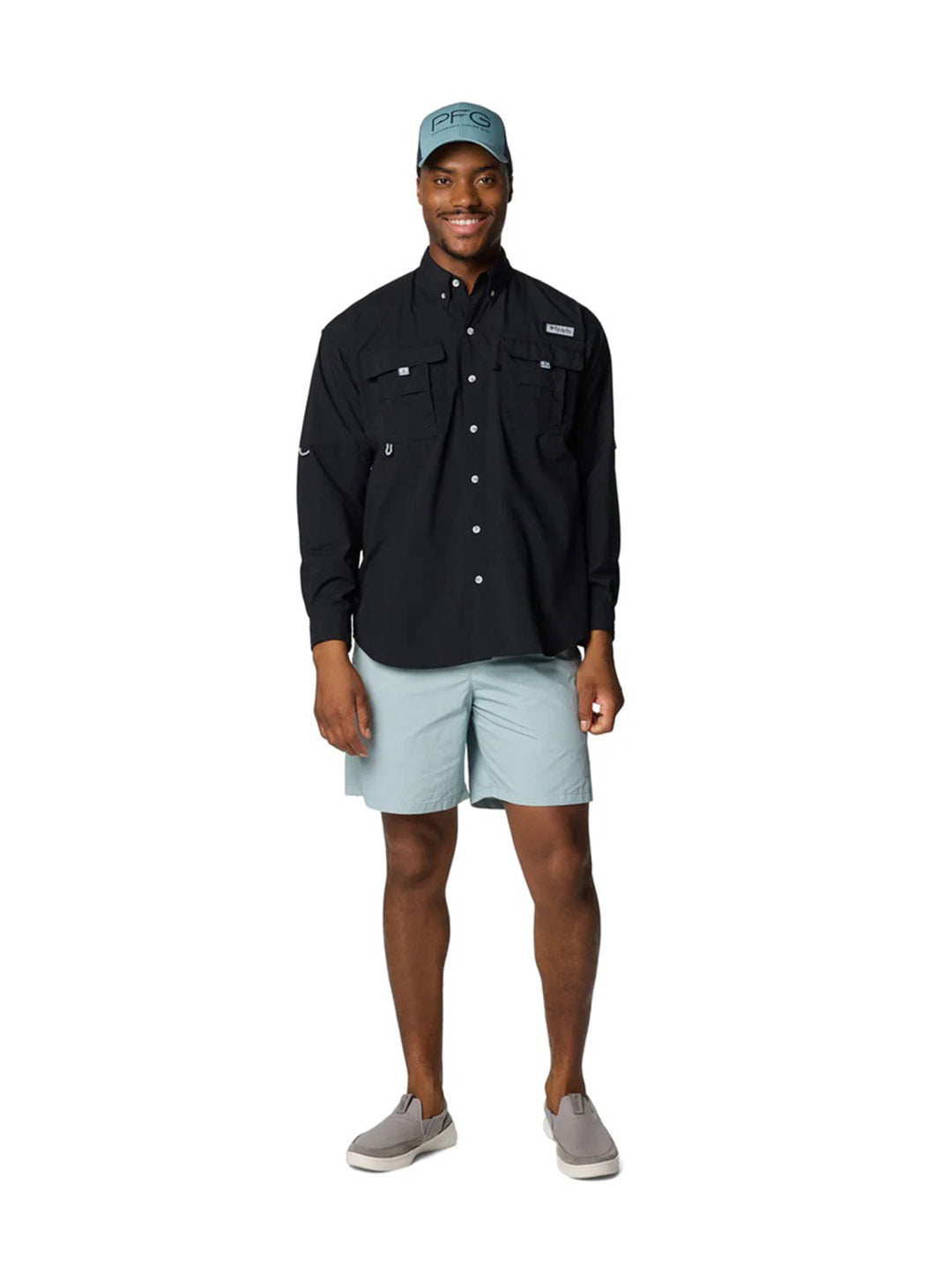 Camisa Columbia Bahamas II Manga Larga Negro para Hombre