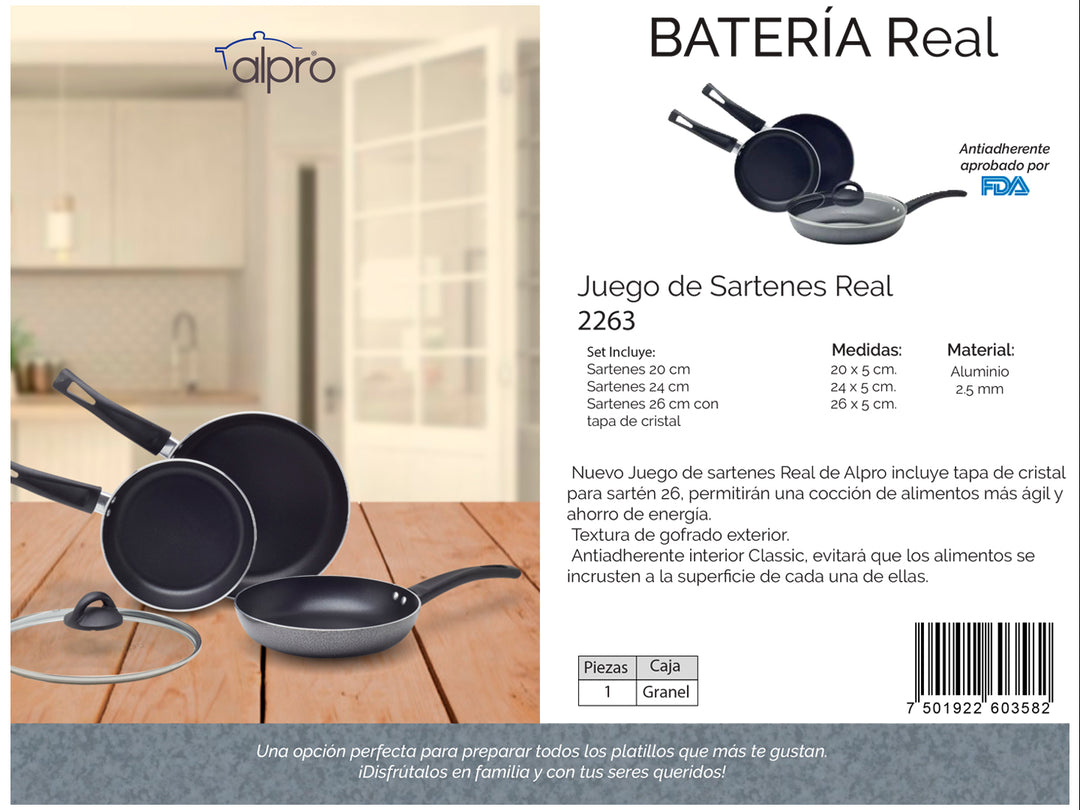 Juego de Sartenes Alpro Real Negro 3 Piezas
