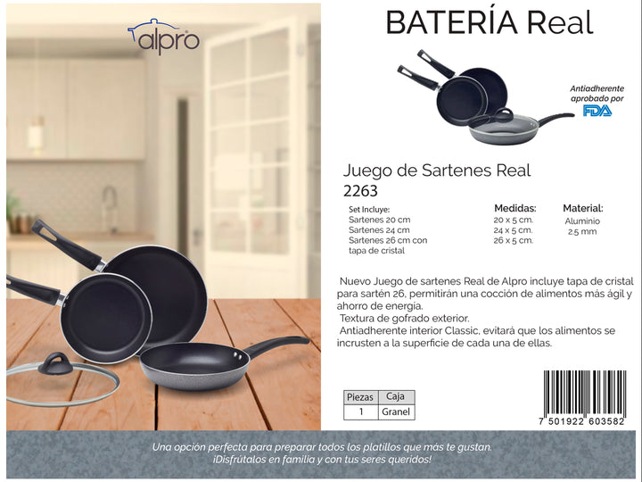 Juego de Sartenes Alpro Real Negro 3 Piezas