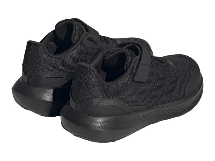 Tenis deportivos Adidas Runfalcon 3.0 en color negro total con correa de ajuste y malla transpirable.
