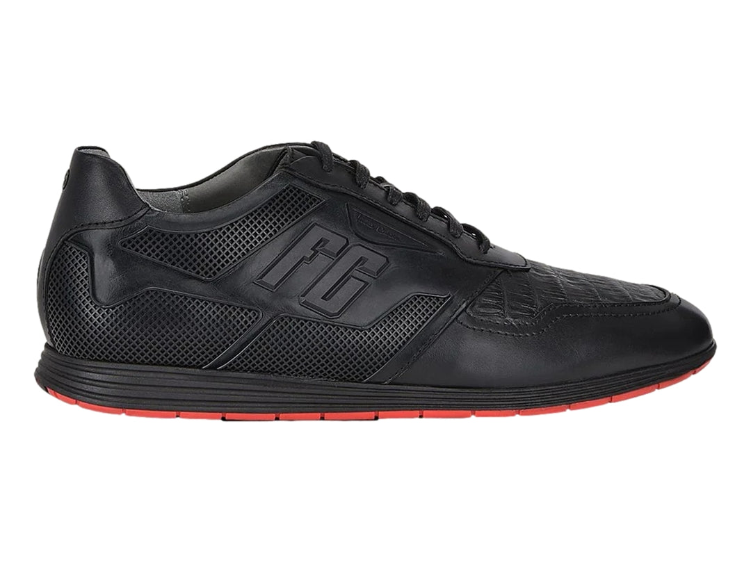 Zapatos Casuales Cuadra de Piel Caimán y Ternera Negro para Hombre