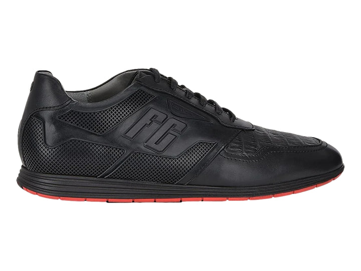Zapatos Casuales Cuadra de Piel Caimán y Ternera Negro para Hombre