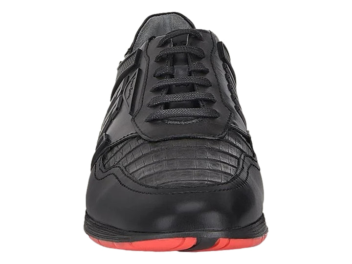 Zapatos Casuales Cuadra de Piel Caimán y Ternera Negro para Hombre