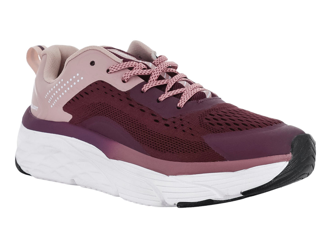Tenis deportivos COURT color vino rosa con suela blanca y detalles de malla.