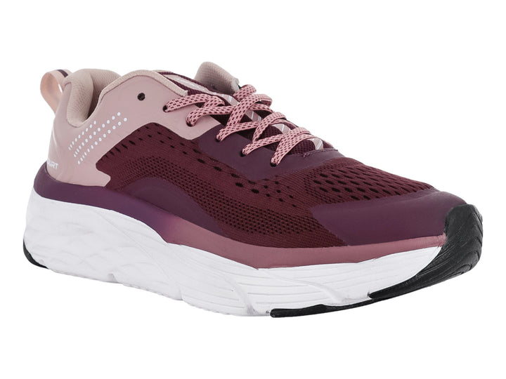 Tenis deportivos COURT color vino rosa con suela blanca y detalles de malla.