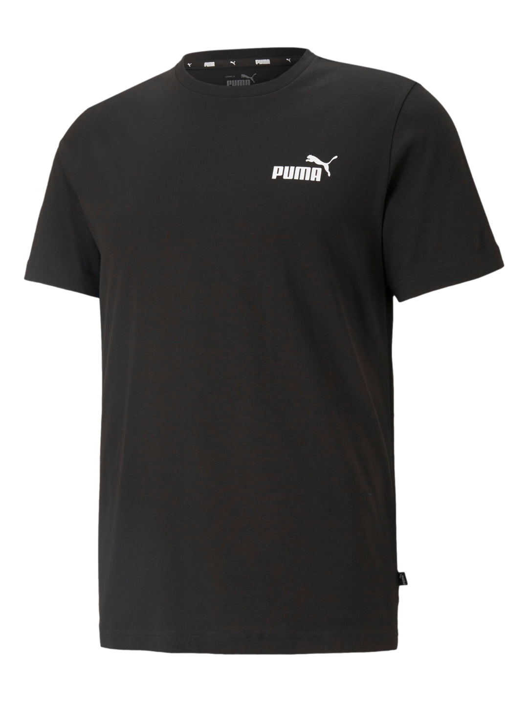 Camiseta PUMA de color negro con logotipo blanco pequeño en el pecho.