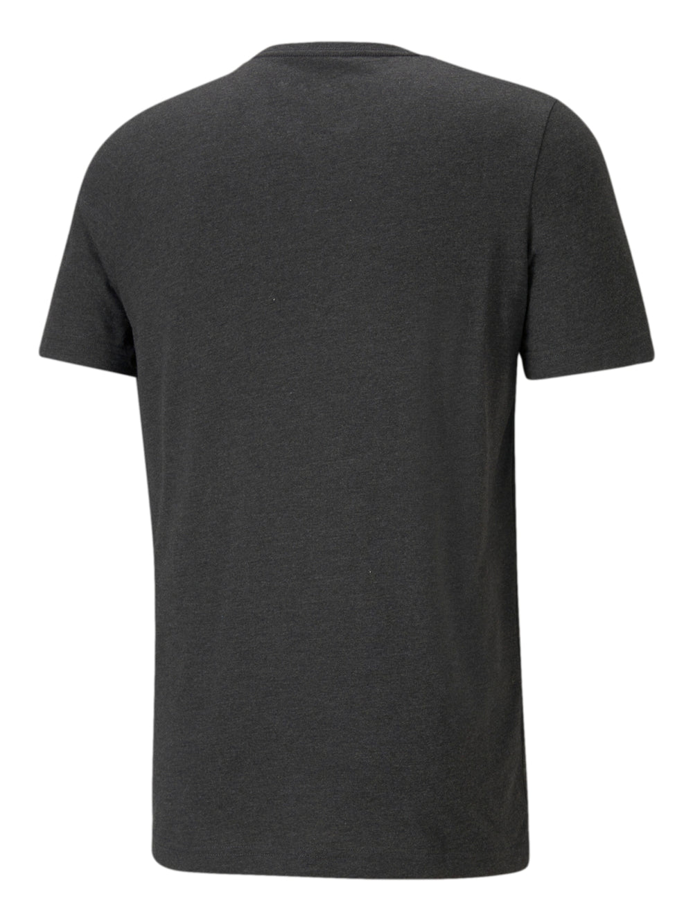 Playera PUMA color gris oscuro jaspeado con cuello redondo y manga corta.