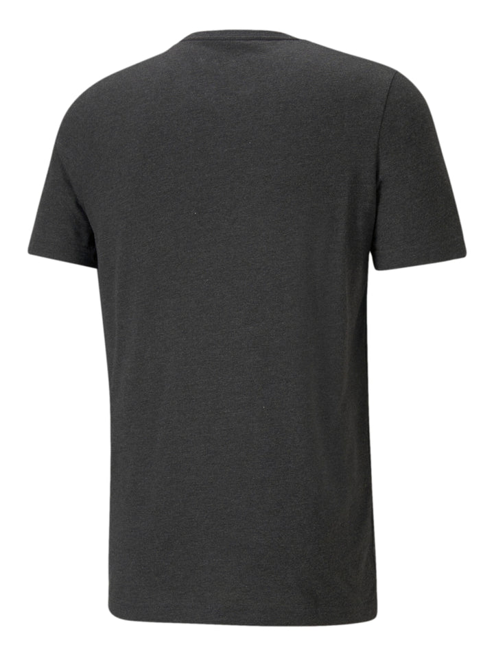 Playera PUMA color gris oscuro jaspeado con cuello redondo y manga corta.