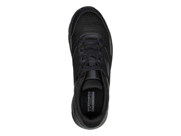 Tenis deportivos Skechers Go Walk Flex en color negro con suela flexible y detalles en malla.