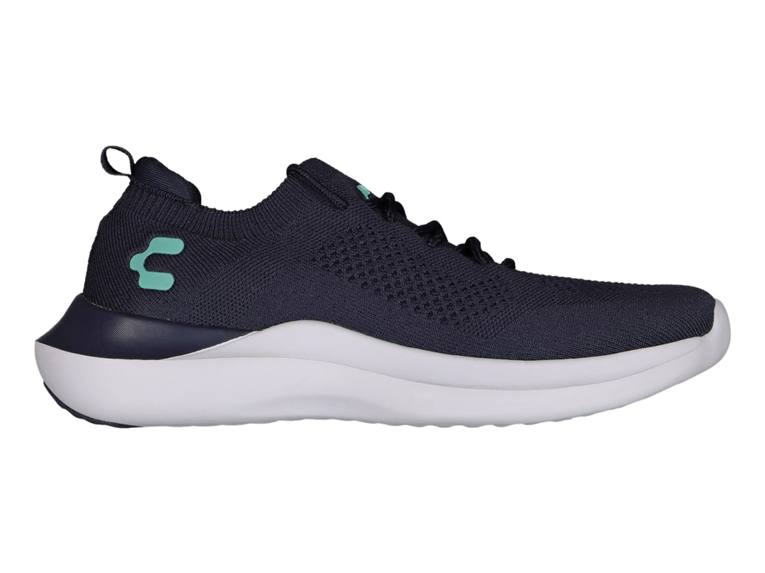 Tenis deportivos Charly en color azul marino con suela blanca y detalles en aqua.