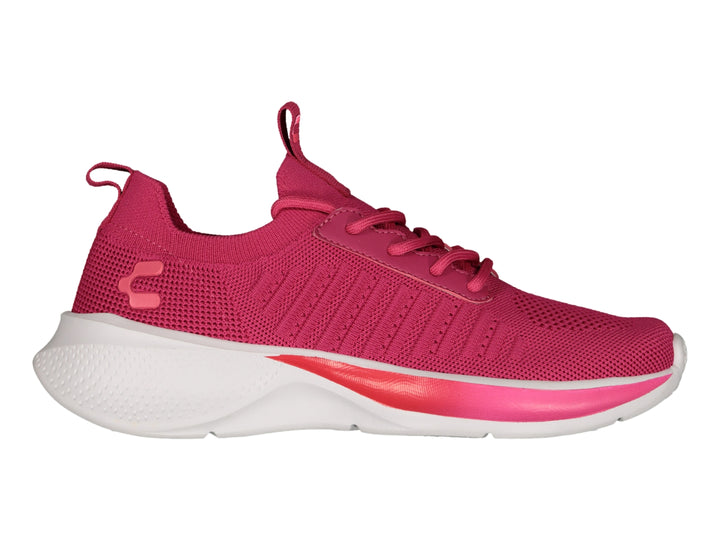 Tenis deportivos Charly en color rosa con suela blanca y detalles en degradado rosa.