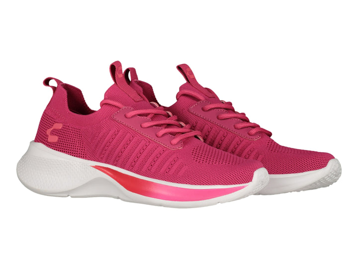 Tenis deportivos Charly en color rosa con suela blanca y detalles en degradado rosa.