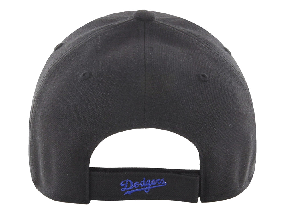 Gorra de béisbol negra de la marca 47 Brand con logotipo de los Dodgers de Los Ángeles bordado en azul.