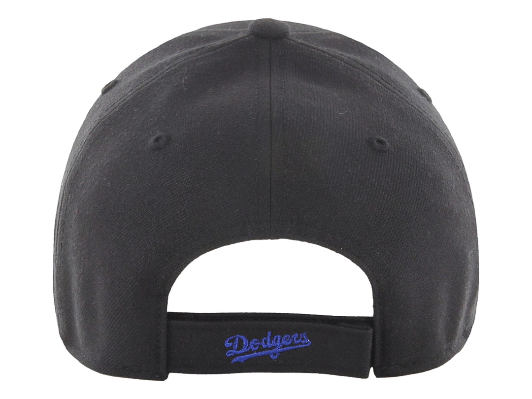 Gorra de béisbol negra de la marca 47 Brand con logotipo de los Dodgers de Los Ángeles bordado en azul.