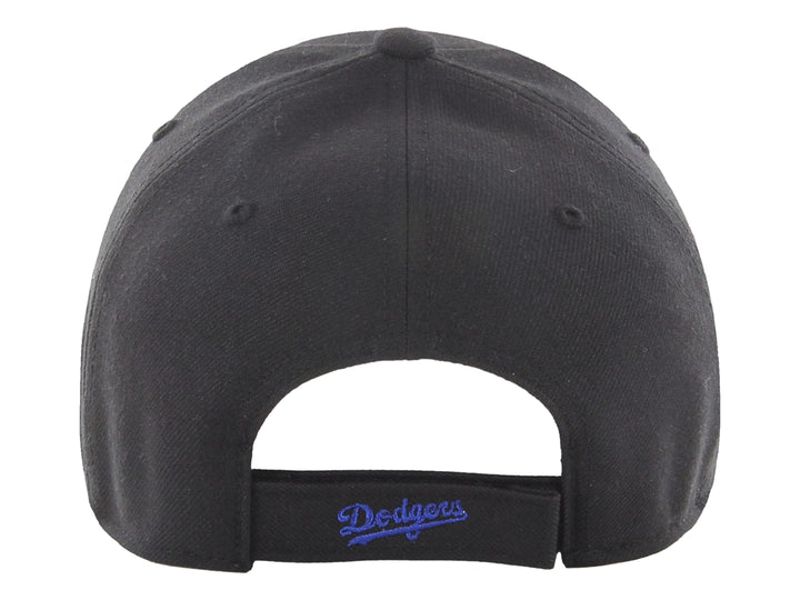 Gorra de béisbol negra de la marca 47 Brand con logotipo de los Dodgers de Los Ángeles bordado en azul.