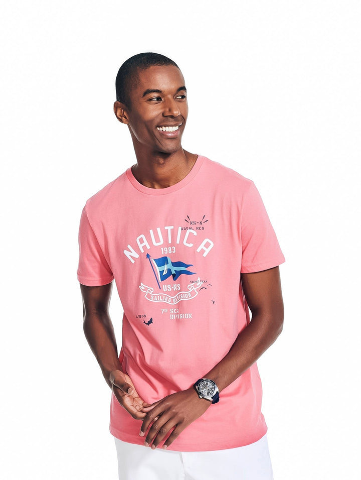 Playera Nautica Color Coral para Hombre