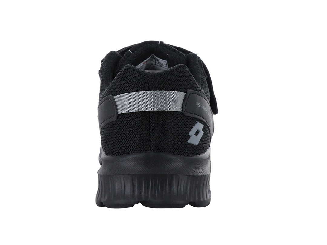 Tenis deportivos Lotto color negro con correa y agujetas para niño.