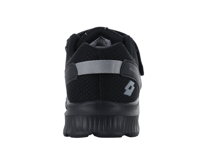 Tenis deportivos Lotto color negro con correa y agujetas para niño.