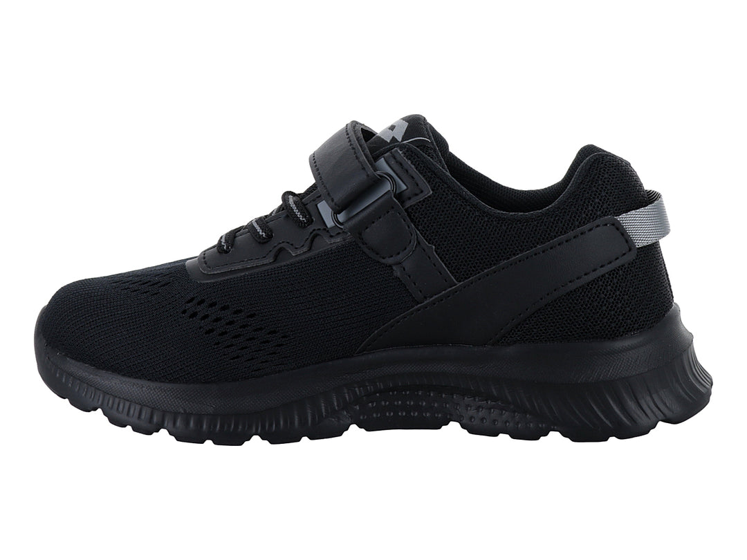 Tenis deportivos Lotto color negro con correa y agujetas para niño.