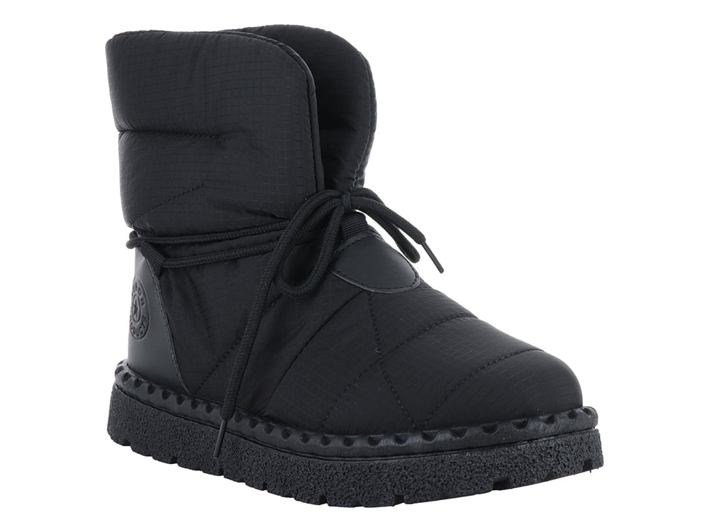 Botas negras acolchadas de la marca Furor con suela gruesa y cordones.