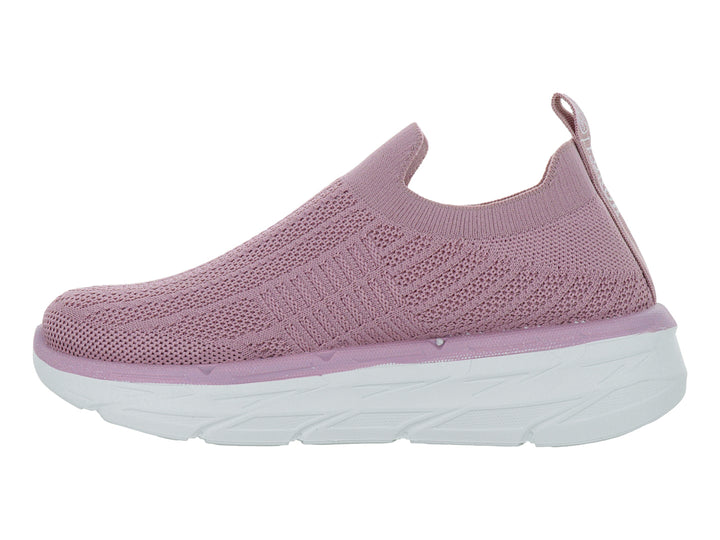 Tenis deportivos Furor color rosa con suela blanca, diseño slip-on de tela tejida.