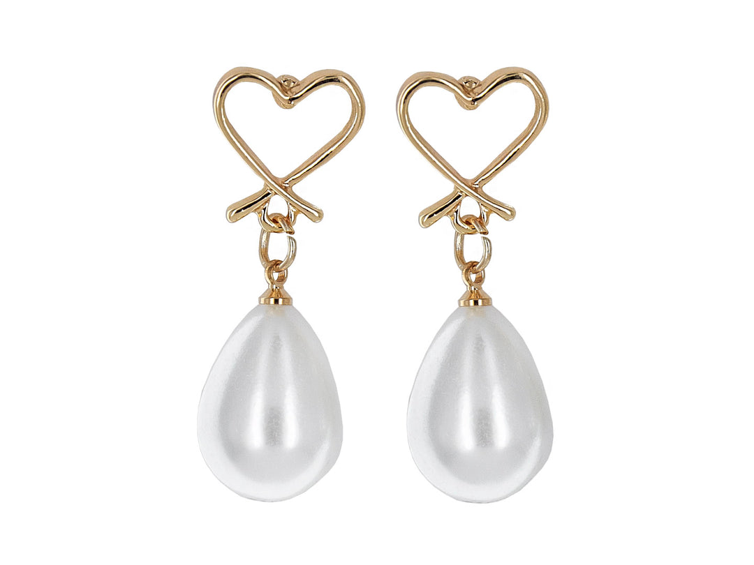 Aretes ROZE Corazón y Perla Dorado para Mujer
