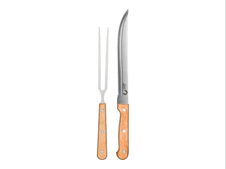 Set de Cuchillo y Trinche Brassa Masters Madera e Inox