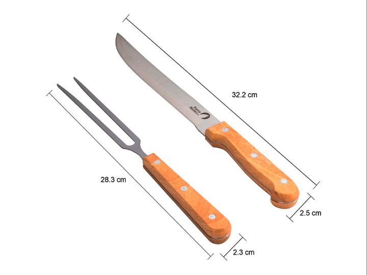 Set de Cuchillo y Trinche Brassa Masters Madera e Inox