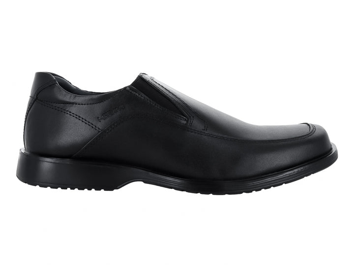 Zapato formal Merano modelo 48121 en color negro, material de cuero liso y diseño sin cordones.